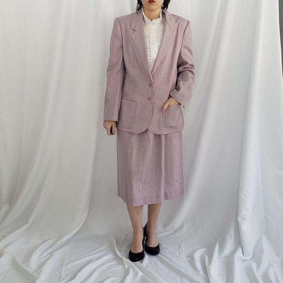 Vintage Dresses & Skirts - 80s/90s Hand Made Purple‎ Skirt Suit
